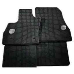 Floor Mat Set - Front and Rear (Black with White Stiching) (Carpet)